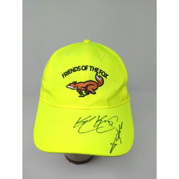 Autographed Friends of the Fox Hat Embroidered Strapback Yellow 2 Signatures - Picture 3 of 12